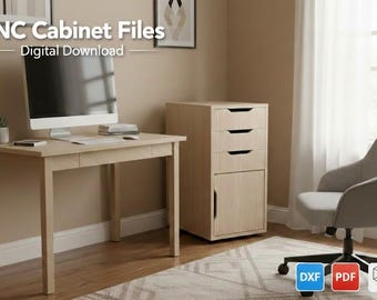 plywood_mdf CNC Cabinets drawer 3 drw 1 door  DXF Files , Router Template Project
