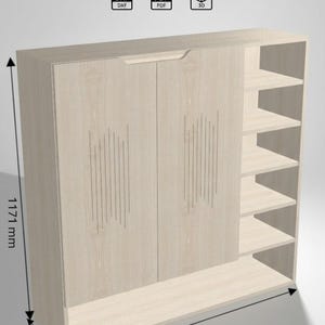 Pliki CNC, części DXF, plan schowka w przedpokoju, kompaktowy stojak na buty zdjęcie 2