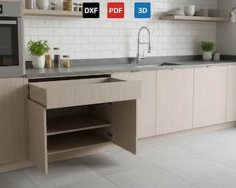 CNC files, Base Cabinet, 36" & 30" , DXF parts, PDF Report, 3D image