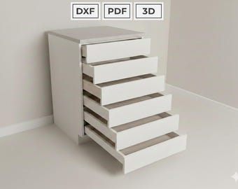 Base cabinet 6 fronts/6 low drawers CNC files 600.600.870mm  DXF Parts