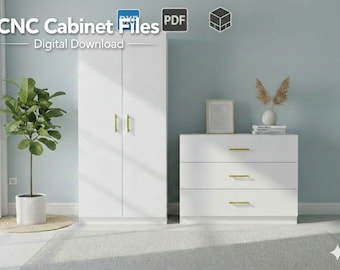 CNC-Dateien, Home Office Möbel Set | Schrank, Schubladenelemente | DXF-Dateien |   Fräser-Vorlagen