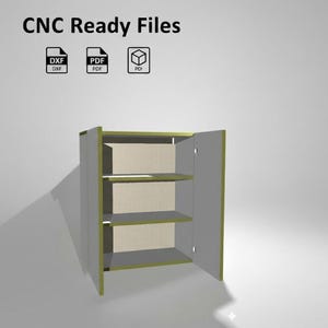 CNC Küchenschrank Oberschrank Pläne 600x300x720 mm | DXF Teile Pdf Rapport 3d Render