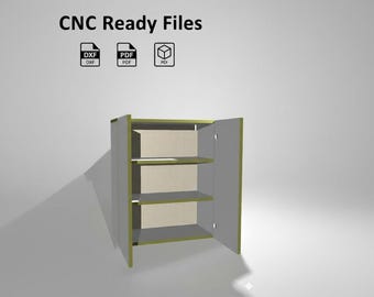 CNC Upper Kitchen Cabinet plans 600x300x720 mm |DXF Parts  pdf report 3d render