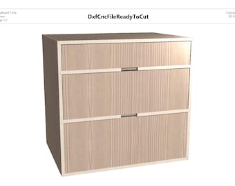 CNC Kitchen Base Drawer 800x760x590mm DXF Files _ Parts, dxf nesting polyboard report, 3d render