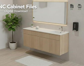 CNC Vanity Cabinet DXF Files – 66x18x26" Frameless Bathroom Cabinet – US Inch Version – Blum Compatible