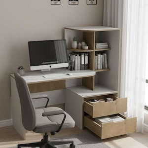 Flat-Pack CNC Desk DXF Files , Home Office Furniture Plan