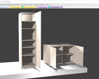 CNC files, DXF parts, pantry cabinet + kichen island