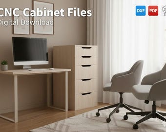 CNC files woodworking drawer with 5 drw à  DXF Files , Router Template Project