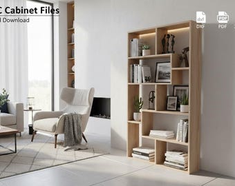 CNC files, DXF parts, Bookshelf Plans 72x36x9,25"