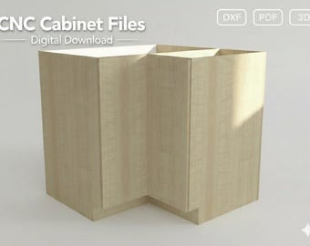 CNC kichen Base Corner Cabinets L  DXF Parts + pdf Polyboard + 3DCabinet Render
