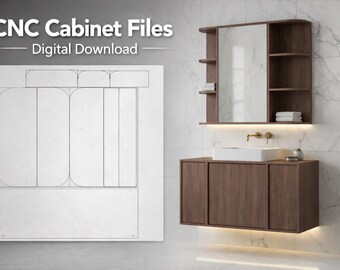 Bathroom Vanity Cabinet Plans – 2 Cabinet Bundle | CNC DXF Parts, PDF Cut List, 3D
