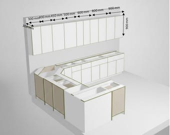CNC Upper Kitchen Cabinets Bundle height 900 mm|7-Cabinet Bundle Multi-size  DXF Parts , Pack