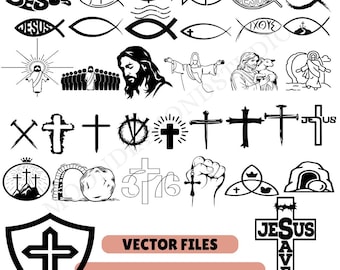Christelijke SVG-bundel, Jesus Cross-clipart, geloof religieuze snijbestanden (digitale download)