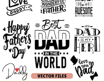 Lot SVG Fête des Pères | Citations papa SVG png| Design de chemise papa | Gracias papa SVG | Fichiers de sublimation Cricut Silhouette