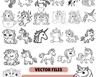 Unicorn SVG-bundel: magische snijbestanden voor Cricut, silhouet (SVG, PNG)