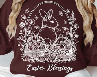 Floral Bunny Pâques SVG, fichier de coupe lapin de printemps (téléchargement numérique)