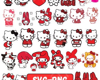 Kitty SVG PNG-bundel, VS Kit-ty Amerikaanse vlag ontwerp (digitale download)