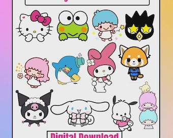 Kitty SVG PNG Bundle | Kawaii Cat Clipart Set, Adorable Animal Friends Designs, Cricut Files, Sublimation PNG