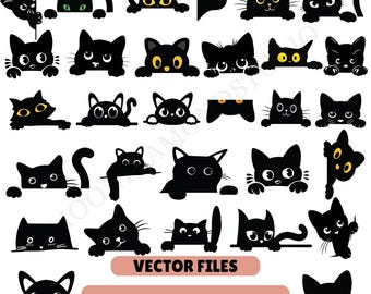 Gluren Black Cat SVG-bundel - Silhouet gesneden-bestanden