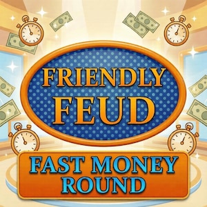 Fast Money Feud Template | Party Game with Automatic Score | Editable Feud Quiz Game | Friendly Feud Style | Feud Family Game