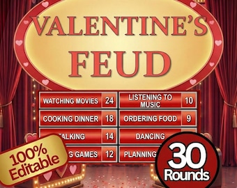 Valentine's Day Feud | Friendly Feud PowerPoint Game Automatic Scoreboard | PC Mac and iPad Compatible | Fun Game | Virtual Party | Romantic