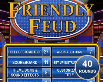 Friendly Feud Template | Party Games for Adults  | Family Game Night | Trivia Night | Party Game | Powerpoint Game | Editable Powerpoint