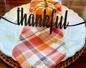 Thanksgiving Wooden Place Cards: Fall Table Decor, Set of 4