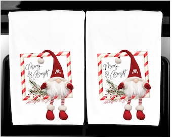 Christmas Gnome Kitchen Towel, Holiday Tea Towel