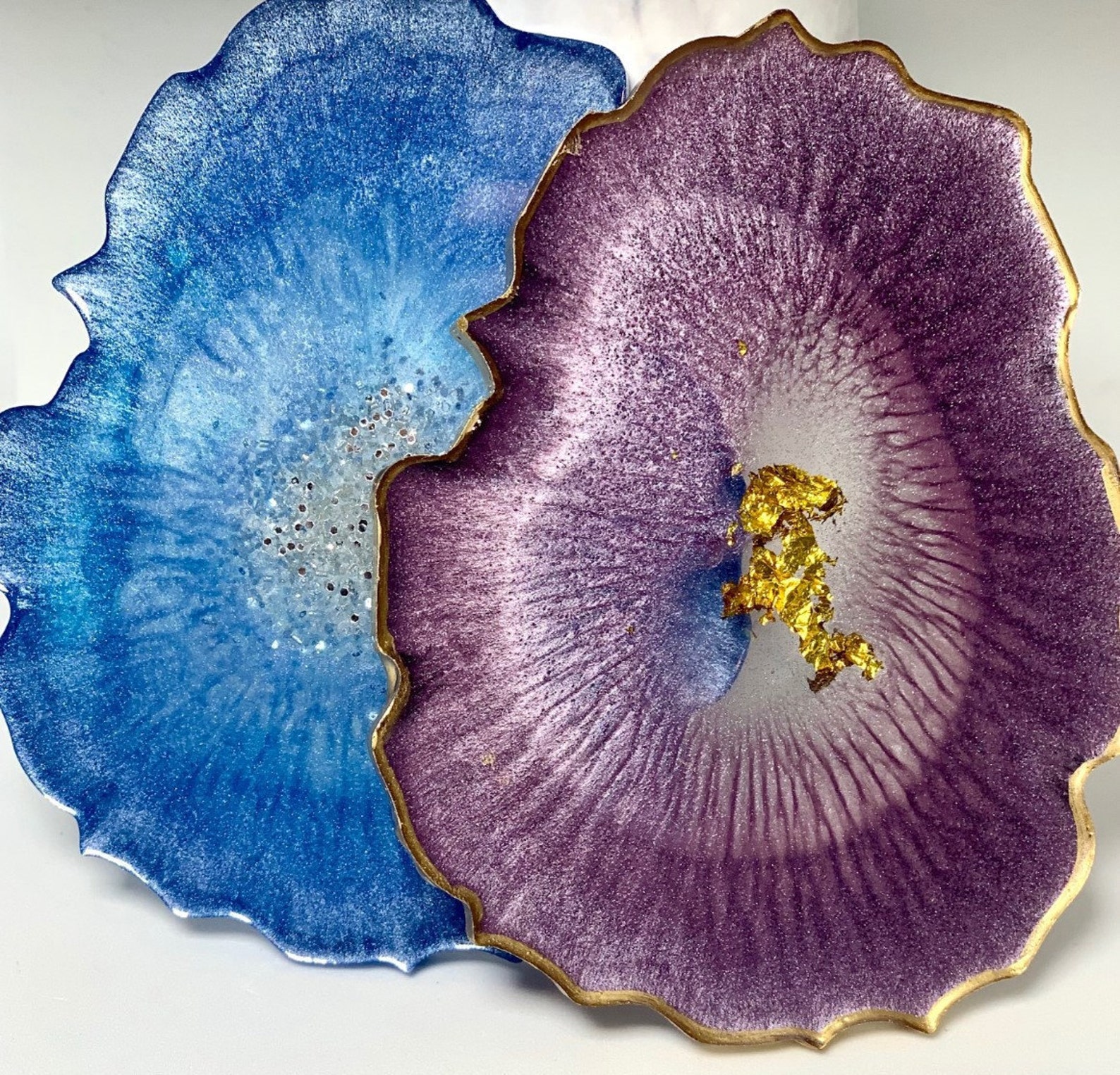Amethyst Resin Geode Coasters With Gold Leaf, Boho Chic Decor - Etsy