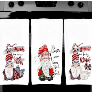 Christmas Kitchen Gnome Towel, Christmas Gnome Dish Towel, Gnome Towel, Christmas Gift, Christmas Decor, Kitchen Towel, Holiday Decor