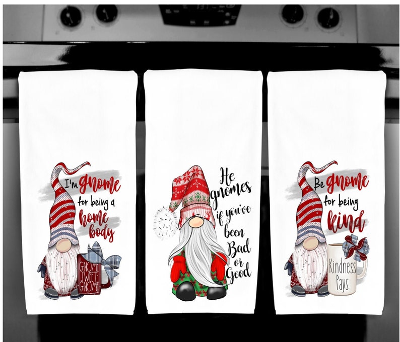 Unique Christmas Towels, Cute Microfiber/Cotton Gnome Towels, Perfect Christmas Gift, Great gift for Home and Kitchen 