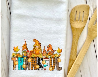 Fall Tea Towel, Fall Gnomes Towel, Dish Gnome Towels, Personalized Towels, Thanksgiving Towels, Kitchen Towels, Autumn Dish Tea Towel