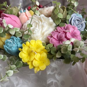 母への贈り物キャンドルフラワーブーケ、チューリップアジサイキャンドル、結婚式、花嫁介添人のプロポーズ、春のキャンドルフラワーブーケ、母への贈り物