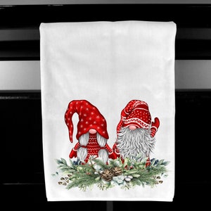 Christmas Gnomes Kitchen Towel, Kitchen Dish Towels, Gnome Towel, Merry Christmas Towels, Personalized Towels, Christmas Decor Gift Idea