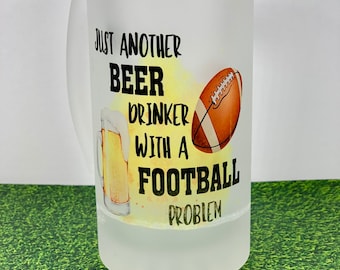 Frosted Beer Mug Beer Mug Groosmen Beer Mug Football Beer Mug Beer drinker with Football Problem