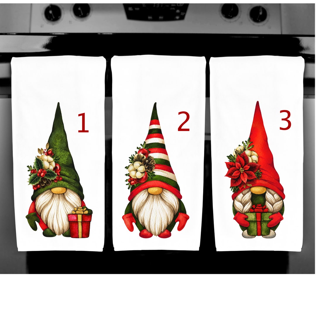 Christmas Gnome Kitchen Tea Towel Christmas Towels Gnome Etsy