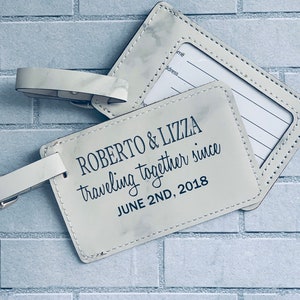 Pair (2) Personalized Mr. & Mrs. Luggage Tags, Wedding Luggage Tags, Personalized Mr. Mrs Gift, Traveling Together Since Luggage Tag