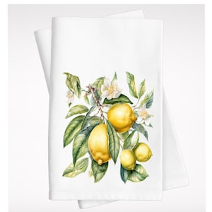 Lemon Kitchen Towel, Tea Towel, Personalized Kitchen Towel, Custom Towel, Flowers Towel, Lemon Towel, Housewarming Gift, Home and Decor