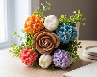 Flowers Candle Gift Housewarming Gifts Handmade Soy Wax Bear Bouquet Wedding Present Bridesmaid Proposal Birthday Celebration Mother Day