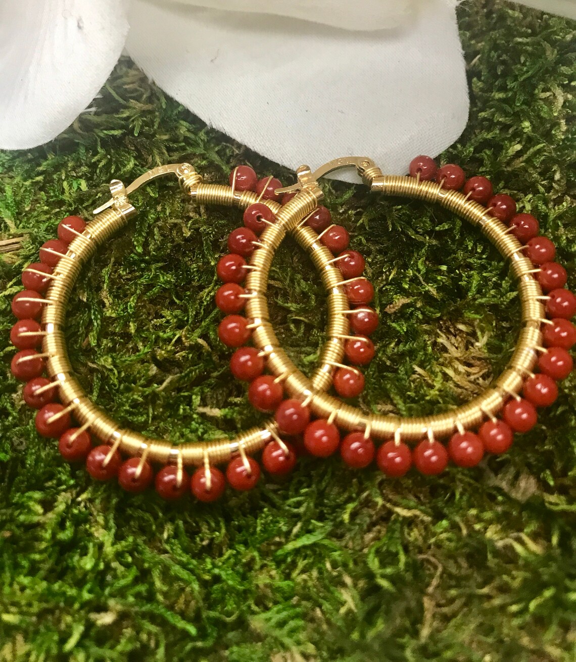 Red Hoop Earrings Hoop Earrings Gold Hoops Earrings Etsy