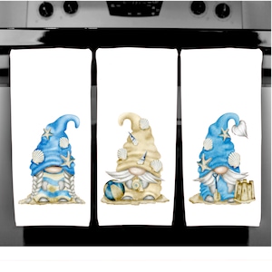 Gnome Nautical Towels, Kitchen Towels, Kitchen Towels, Beach Gnome Towels, Personalized Towels, Gnome Towels, Nautical Gnomes, Beach Tray