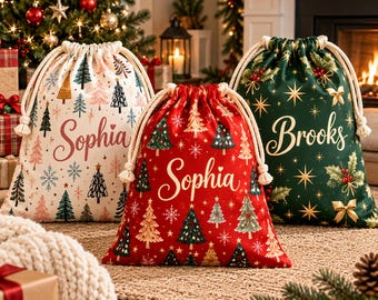 Christmas Sacks, Santa Gift Sack, Holiday Gift Bag Personalized