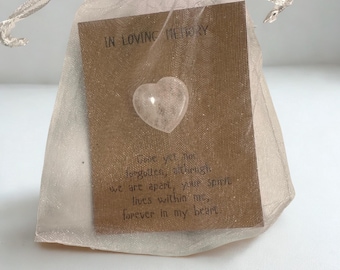 Corazón de cristal en memoria amorosa, obsequio de condolencia, recuerdo, muestra de apoyo en el duelo