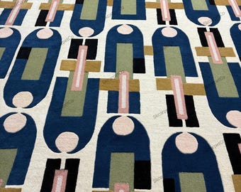 Hand Tufted Wool Area Rug, Modern Geometric Design Mid Century Living Room Rug