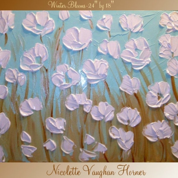 Original   abstract contemporary fine art  palette knife floral painting by Nicolette Vaughan Horner