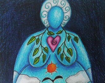 Earth Goddess Greeting Card, Mother Earth Card, Pagan Greeting Card, Blank Card, Birthday Card,  Printed Art Card, Eco Card, Earth Mound