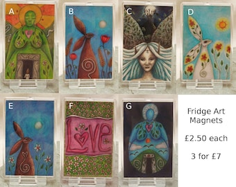 Fridge Art Magnet, Refrigerator Magnet, Large Magnet, Stocking Stuffer, Pagan Gift, Goddess Gift, Moongazing Hare, Pagan Art, Small Gift