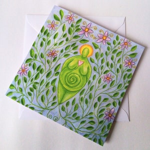 Carte de voeux déesse des fleurs, carte d'anniversaire de déesse, carte de voeux païenne, carte wicca, carte d'art imprimée, carte de déesse, anniversaire païen