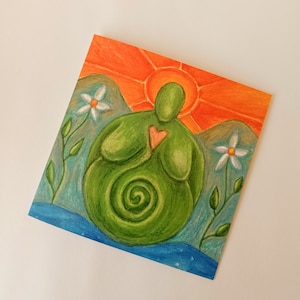 Three Worlds Goddess Greeting Card, Goddess Birthday Card, Pagan Greeting Card, Wiccan Card,  Printed Art Card, Goddess Card, Pagan Birthday