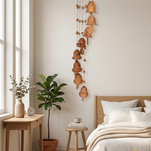 Handmade Terracotta Bird Wind Chime |8-Bell Indian Pottery, 89cm